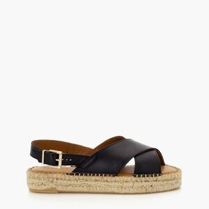 ALOHAS‎ Leather Crossed Platform Espadrille Sandals Black EU 40 Madewell Style